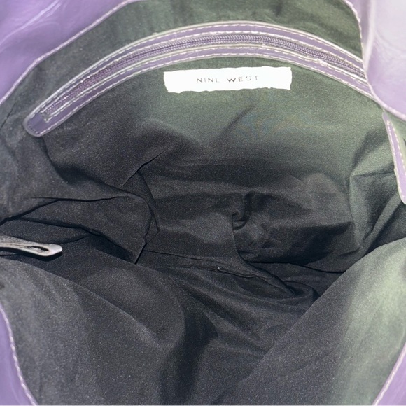 Nine West Purple Faux Leather Reptile Convertible Hobo Fold-over Handbag - Picture 4 of 10